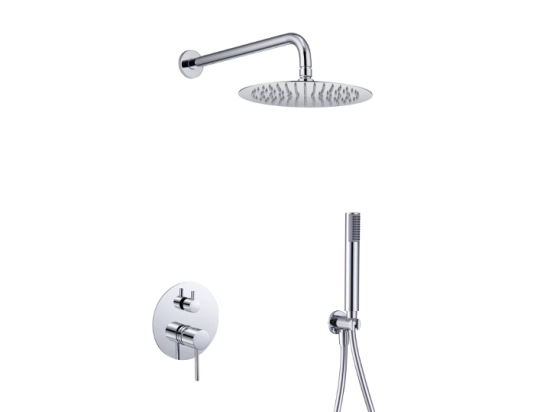 Robinetterie de douche, encastrable moderne, ensemble avec douche de tête et douchette à main. Composé d’une tête de douche large pour un effet pluie, d’une douchette, et d’un mitigeur encastré - GARANTIE 5 ANS - LIVRAISON OFFERTE en 5 à 6 Jours